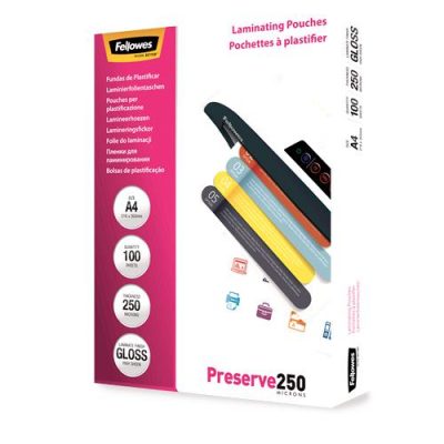 Laminators Pouch Glossy/A4 250 100Gab 5401802 Fellowes
