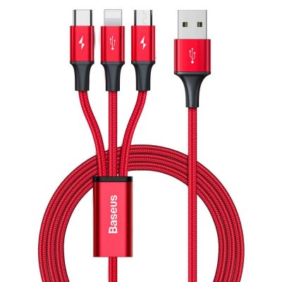 Usb Kabelis Uz 3In1 1,2 M/Sarkans Cajs000009 Baseus