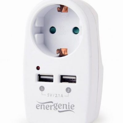 Lādētājs Usb Ar P/T Maiņstrāvas Ligzdu/Eg-Acu2-02 Gembird