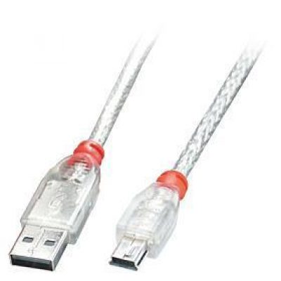 Kabelis Usb2 A Uz Mini-B 0,5 M/Caurspīdīgs 41781 Lindy